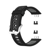 Voor Huawei Watch Fit Tweekleurige siliconen vervangende band Horlogeband (zwart + grijs)