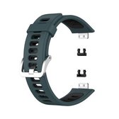 Voor Huawei Watch Fit Tweekleurige siliconen vervangende band Horlogeband (olijfgroen + zwart)