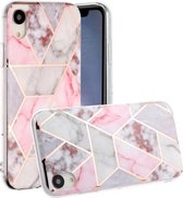Voor iPhone XR Hot Stamping Geometric Marble IMD Craft TPU Beschermhoes (Hexagon)