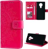 Voor Nokia 3.4 Totem Bloem Reliëf Horizontale Flip TPU + PU lederen tas met houder & kaartsleuven & portemonnee (rood)