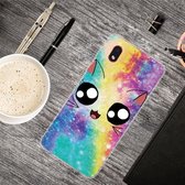 Voor Samsung Galaxy A01 Core schokbestendig geverfd transparant TPU beschermhoes (Starry Cute Cat)