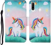 Voor Huawei P30 lite Gekleurde Tekening Patroon Horizontale Flip Leren Case met Houder & Kaartsleuven & Portemonnee & Lanyard (Regenboog Eenhoorn)