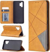 Voor Samsung Galaxy A32 4G Rhombus Texture Horizontale Flip Magnetische Leren Case met Houder & Kaartsleuven (Geel)