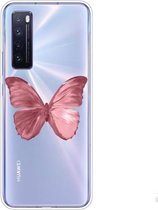 Voor Huawei nova 7 5G schokbestendig geschilderd TPU beschermhoes (rode vlinder)
