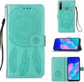 Voor Huawei P40 Lite E / Y7P Dream Catcher Afdrukken Horizontale Flip Leren Case met Houder & Kaartsleuven & Portemonnee & Lanyard (Groen)