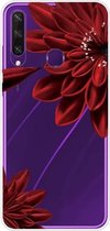 Voor Huawei Y6p schokbestendig geverfd TPU beschermhoes (rode bloem)
