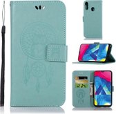 Windgong Uil Embossing Patroon Horizontale Leren Flip Case met Houder & Kaartsleuven & Portemonnee Voor Galaxy M20 (Groen)