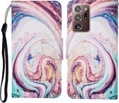 Voor Samsung Galaxy Note20 Ultra Gekleurde Tekening Patroon Horizontale Flip Leren Case met Houder & Kaartsleuven & Portemonnee & Lanyard (Whirlpool Marmer)