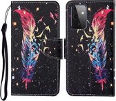 Voor Samsung Galaxy A72 5G / 4G Gekleurde Tekening Patroon Horizontale Flip Leren Case met Houder & Kaartsleuven & Portemonnee & Lanyard (Veer)