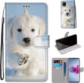 Voor ZTE Axon 11 5G Gekleurde Tekening Cross Textuur Horizontale Flip PU Lederen Case met Houder & Kaartsleuven & Portemonnee & Lanyard (Sneeuw Puppy)