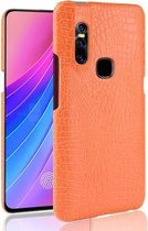 Schokbestendige krokodiltextuur pc + PU-hoes voor Vivo V15 (geel)