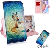 Voor Galaxy A10s Gekleurd Tekening Patroon Kleurrijke Magnetische Gesp Horizontale Flip PU Lederen Case met Houder & Kaartsleuven & Portemonnee & Lanyard (Vos)