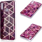 Voor Galaxy A10s Plating Marble Pattern Soft TPU beschermhoes (paars)