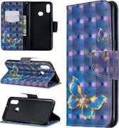 Voor Galaxy A10s 3D-patroon Gekleurde tekening Horizontale lederen flip-hoes met houder & kaartsleuven en portemonnee (een vlinder)