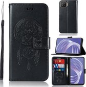 Voor OPPO A73 (2020) Windgong Uil Embossing Patroon Horizontale Flip lederen tas, met houder & kaartsleuven & portemonnee (zwart)