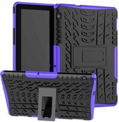 Voor Huawei MediaPad T5 Bandentextuur Schokbestendig TPU + PC beschermhoes met houder (paars)