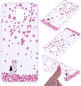 Voor Galaxy J6 (2018) Gekleurd tekeningpatroon Zeer transparant TPU beschermhoes (Cherry Blossom Cat)