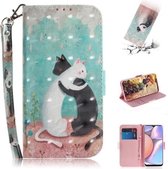 Voor Galaxy A10s 3D Gekleurde Tekening Horizontale Flip Leren Case met Houder & Kaartsleuf & Portemonnee & Lanyard (Zwart Wit Kat)