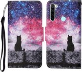 Voor Xiaomi Redmi Note 8 Gekleurde Tekening Patroon Horizontale Flip Leren Case met Houder & Kaartsleuven & Portemonnee & Lanyard (Starry Cat)