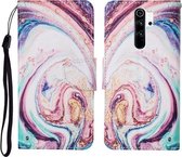 Voor Xiaomi Redmi Note 8 Pro Gekleurde Tekening Patroon Horizontale Flip Leren Case met Houder & Kaartsleuven & Portemonnee & Lanyard (Whirlpool Marmer)