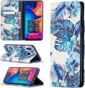 Voor Samsung Galaxy A30 Gekleurd Tekenpatroon Onzichtbaar Magnetisch Horizontaal Flip PU Leren Case met Houder & Kaartsleuven & Portemonnee (Blauw Blad)