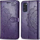 Voor Galaxy S20 Halverwege Mandala Embossing Patroon Horizontale Flip Leren Case met Houder & Kaartsleuven & Portemonnee & Fotolijst & Lanyard (Paars)