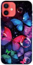 Schokbestendig geverfd transparant TPU-beschermhoesje voor iPhone 12/12 Pro (Bubble Butterflies)