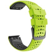 Voor Garmin Fenix 6 tweekleurige siliconen ronde gat Quick Release vervangende riem horlogeband (limoengroen zwart)