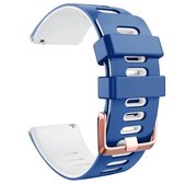 Voor Fitbit Versa / Versa 2 / Versa Lite Tweekleurige siliconen vervangende band Horlogeband (donkerblauw wit)