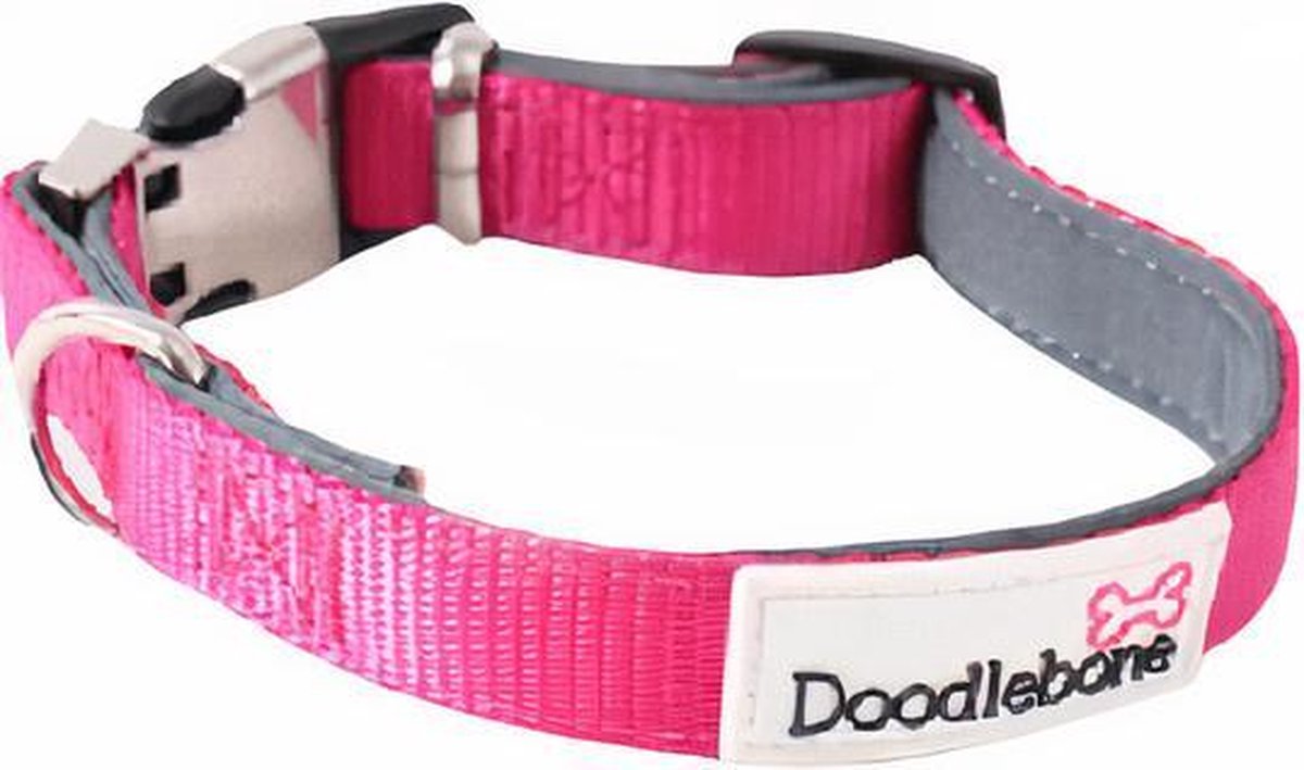 Goedkoopste Doodlebone Hondenhalsband Bold Comfort 50 - 60 Cm Nylon Roze