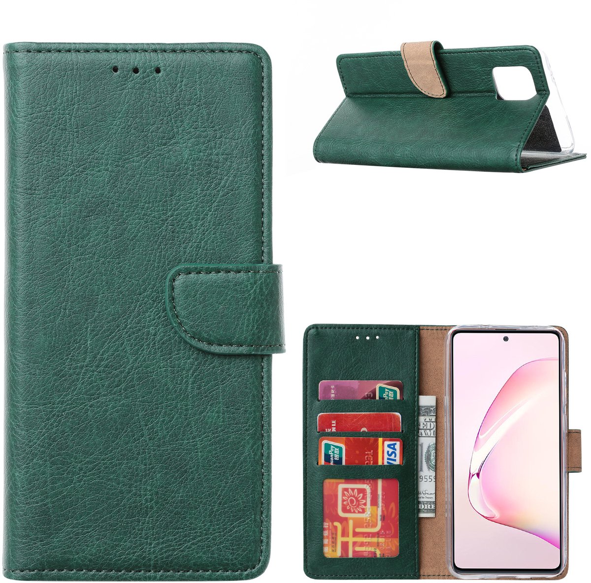 Hoesje Geschikt Voor Samsung Galaxy A41 Portemonnee Hoesje - Groen