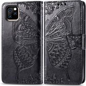 Butterfly Love Flowers Embossing Horizontale Flip Leather Case voor iPhone 11 Pro Max met houder & kaartsleuven & portemonnee & lanyard (zwart)