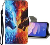 Voor Vivo S1 Pro Gekleurd tekeningpatroon Horizontaal leren flip-hoesje met houder & kaartsleuven & portemonnee (Flame Wolf)