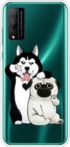 Voor Huawei Honor Play 4T Pro schokbestendig geverfd transparant TPU beschermhoes (selfie hond)