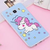 Voor Galaxy J7 (2016) / J710 Noctilucent IMD Blue Horse Pattern Soft TPU Back Case Protector Cover