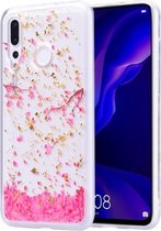 Cartoon patroon goudfolie stijl Dropping Glue TPU zachte beschermhoes voor Huawei Nova 4 (Sakura)