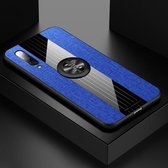 Voor Xiaomi Mi 9 XINLI Stikstof Textuur Schokbestendig TPU beschermhoes met ringhouder (blauw)