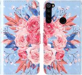 Voor Xiaomi Redmi Note 8 3D-schilderij Gekleurd tekeningpatroon Horizontaal Flip TPU + PU-lederen hoes met houder & kaartsleuven & portemonnee & lanyard (kleurrijke bloemen)