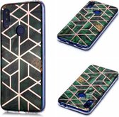 Voor Xiaomi Redmi Note 7 Plating Marble Pattern Soft TPU beschermhoes (groen)