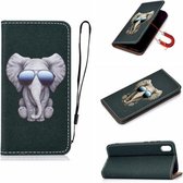 Voor Xiaomi Redmi 7A Pure Kleur Schilderen Horizontale Flip Leren Case met Kaartsleuven & Houder & Lanyard (Olifant)