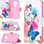 Voor Nokia 5.4 Gekleurde tekening patroon Horizontale flip lederen tas met houder & kaartsleuven & portemonnee (vlinders)