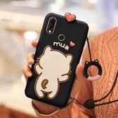 Volledig pakket anti-vallen siliconen hoesje voor Huawei Nova 3 （Little White Cat） (zwart)