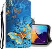 Voor Galaxy A50 3D Gekleurde Tekening Horizontale Flip PU Lederen Case met Houder & Kaartsleuven & Portemonnee (Jade Vlinder)