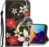 Voor Galaxy A50 3D Gekleurde Tekening Horizontale Flip PU lederen tas met houder & kaartsleuven & portemonnee (rode bloem)