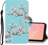 Voor Galaxy A51 3D Gekleurde Tekening Horizontale Flip PU Lederen Case met Houder & Kaartsleuven & Portemonnee (Magnolia)