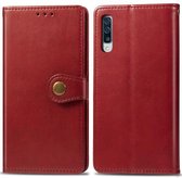 Voor Galaxy A70s retro effen kleur lederen gesp mobiele telefoon bescherming lederen tas met fotolijst & kaartsleuf & portemonnee & beugel functie (rood)