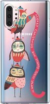 Voor Galaxy Note10 Pro Trendy schattig kerstpatroon doorzichtig TPU beschermhoes (rode bandvogel)
