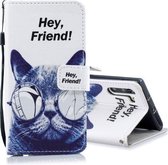 Voor Galaxy Note 10 Gekleurde Tekening Patroon Horizontale Flip PU Lederen Case met Houder & Kaartsleuven & Portemonnee & Lanyard (Cool Cat)