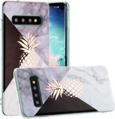 Voor Galaxy S10 + Hot Stamping Geometric Marble IMD Craft TPU beschermhoes (ananas)