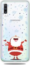 Voor Galaxy A50 Trendy schattig kerstpatroon doorzichtig TPU beschermhoes (kerstman)